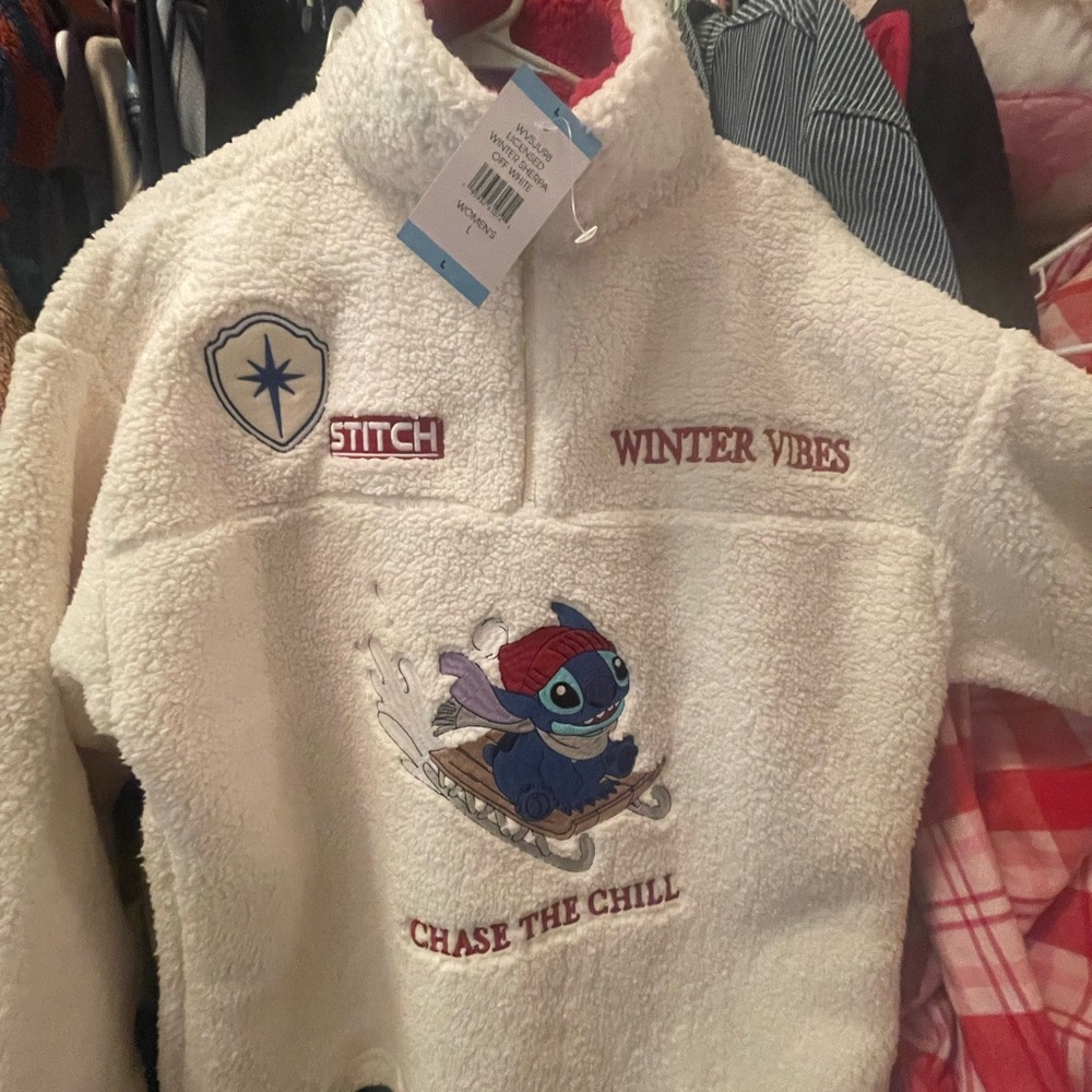 Disney Cream Fleece Jacket with Stitch Design